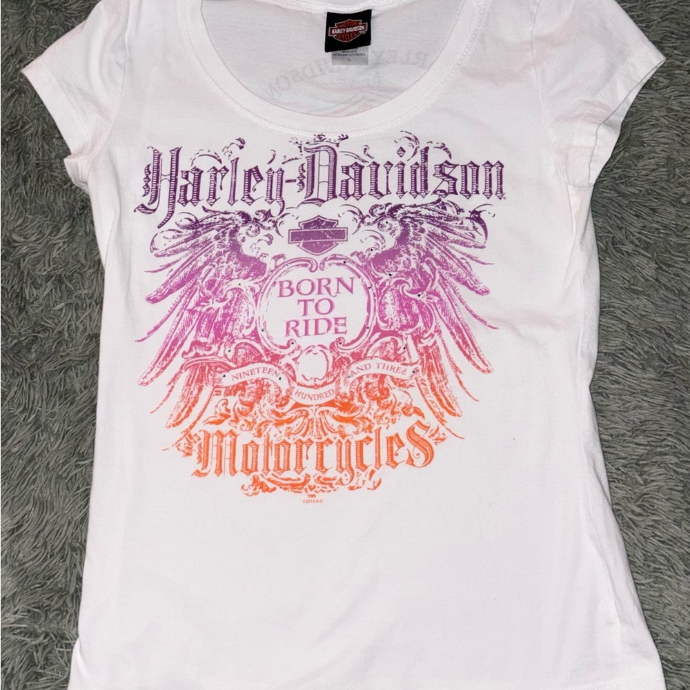 Harley-Davidson Kids Tee with Pink and Orange Graphic